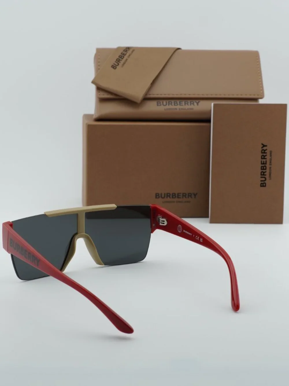 Burberry Kids JB4387 404787 Shield Sunglasses - Beige Red/Dark Grey